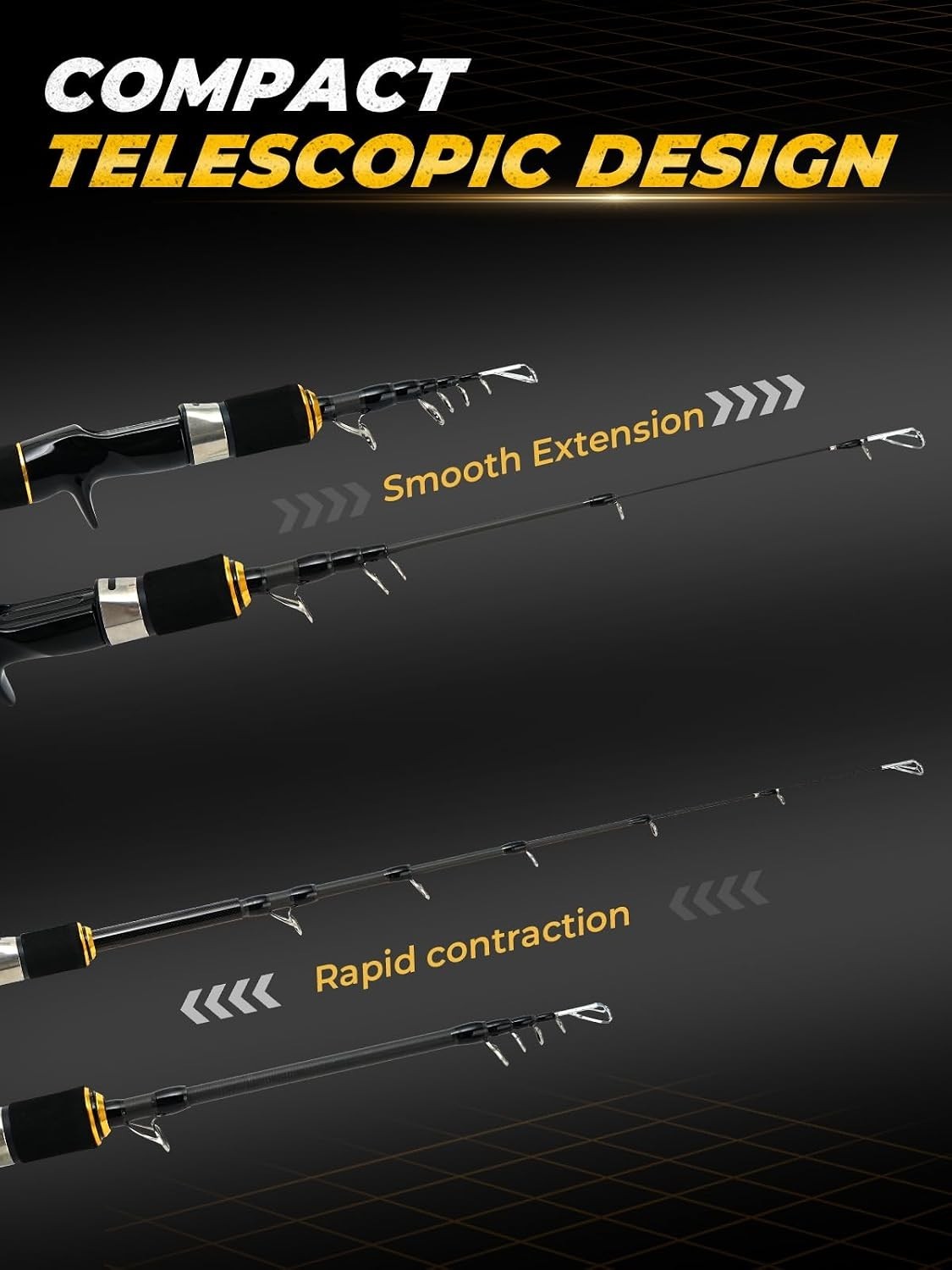 7FT Fishing Rod, 24T Carbon Fiber Telescopic & 4-Piece Travel Rod, Spin and C…
