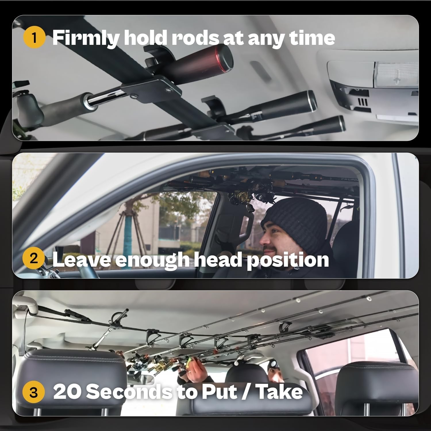 Fishing Rod Racks for Car, Quick-Clip System Pole Vertical