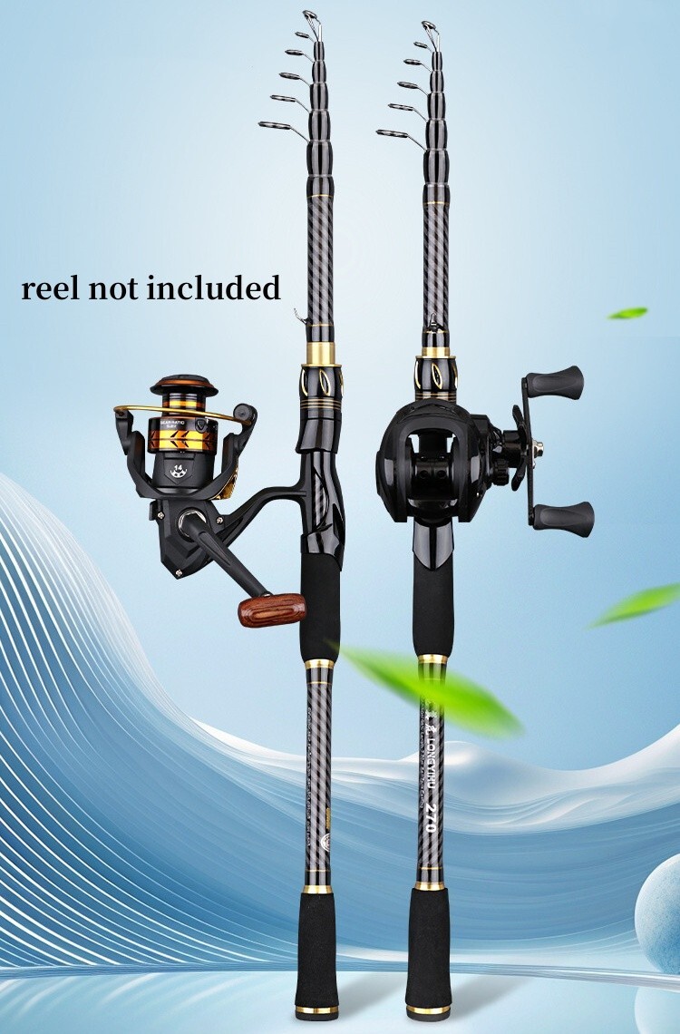 1.8m-3.6m Telescopic Fishing Rod Spinning Casting Rod Carbon Fiber Pole Portable