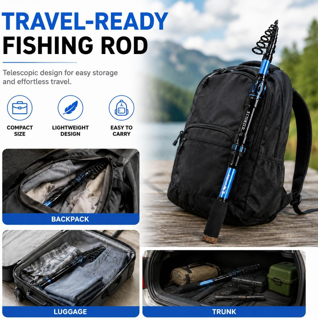 TORVEX Telescopic Fishing Rod,Travel Spinning Rod with Ceramic Guides, Stainless