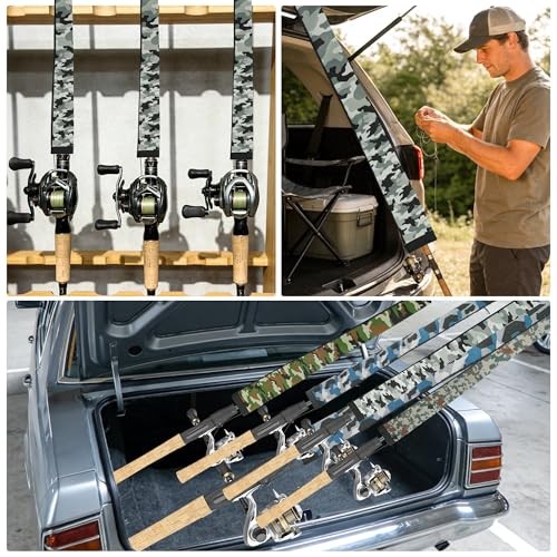 Neoprene Camo Fishing Rod Sleeves,Fishing Pole 75″ 1 Light Green Camo