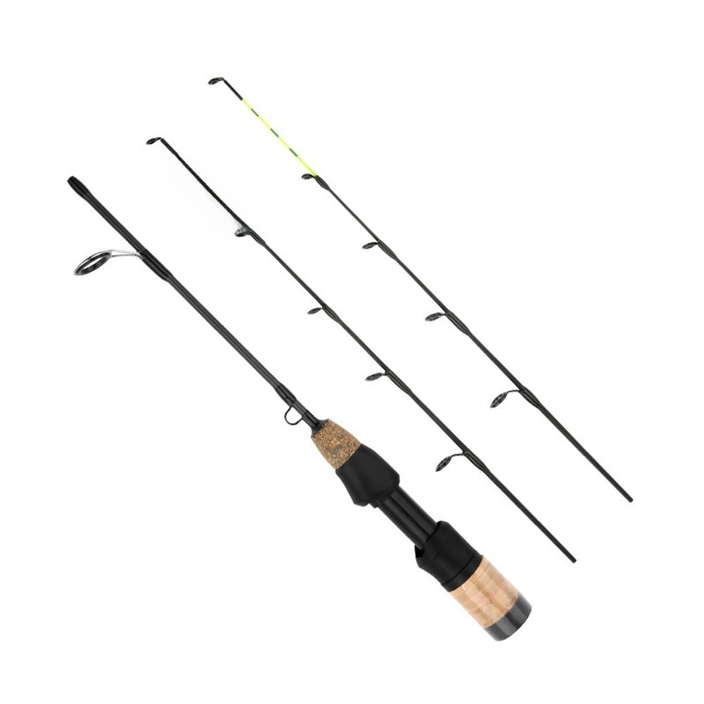 Compact Telescopic 60CM Ice Fishing Rod Carbon Fiber with Dual Tip Shrimp Pole
