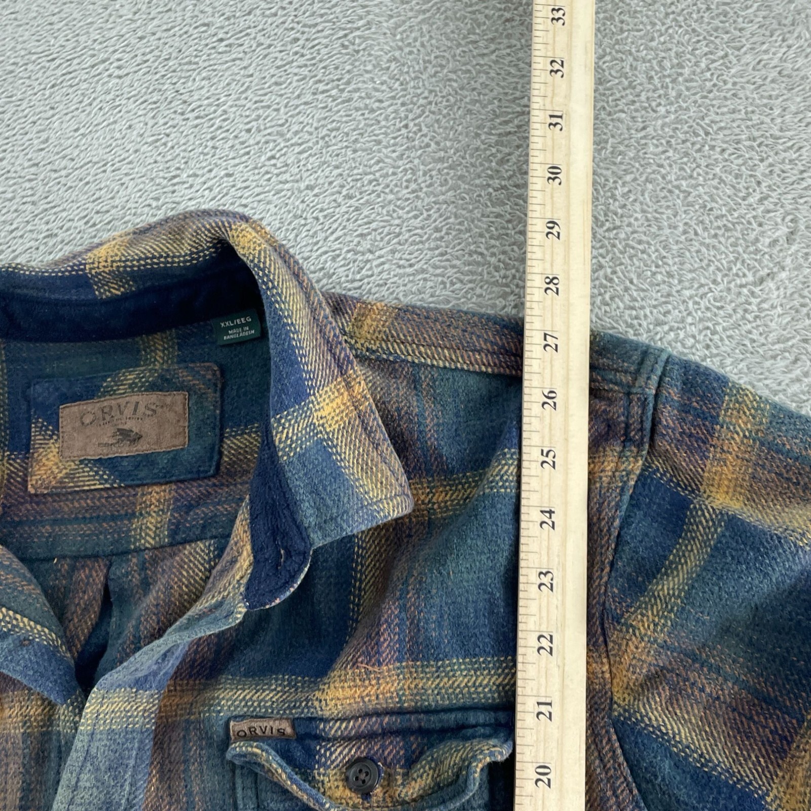 Orvis Mens Shacket XXL Plaid Flannel Shirt pockets 2904