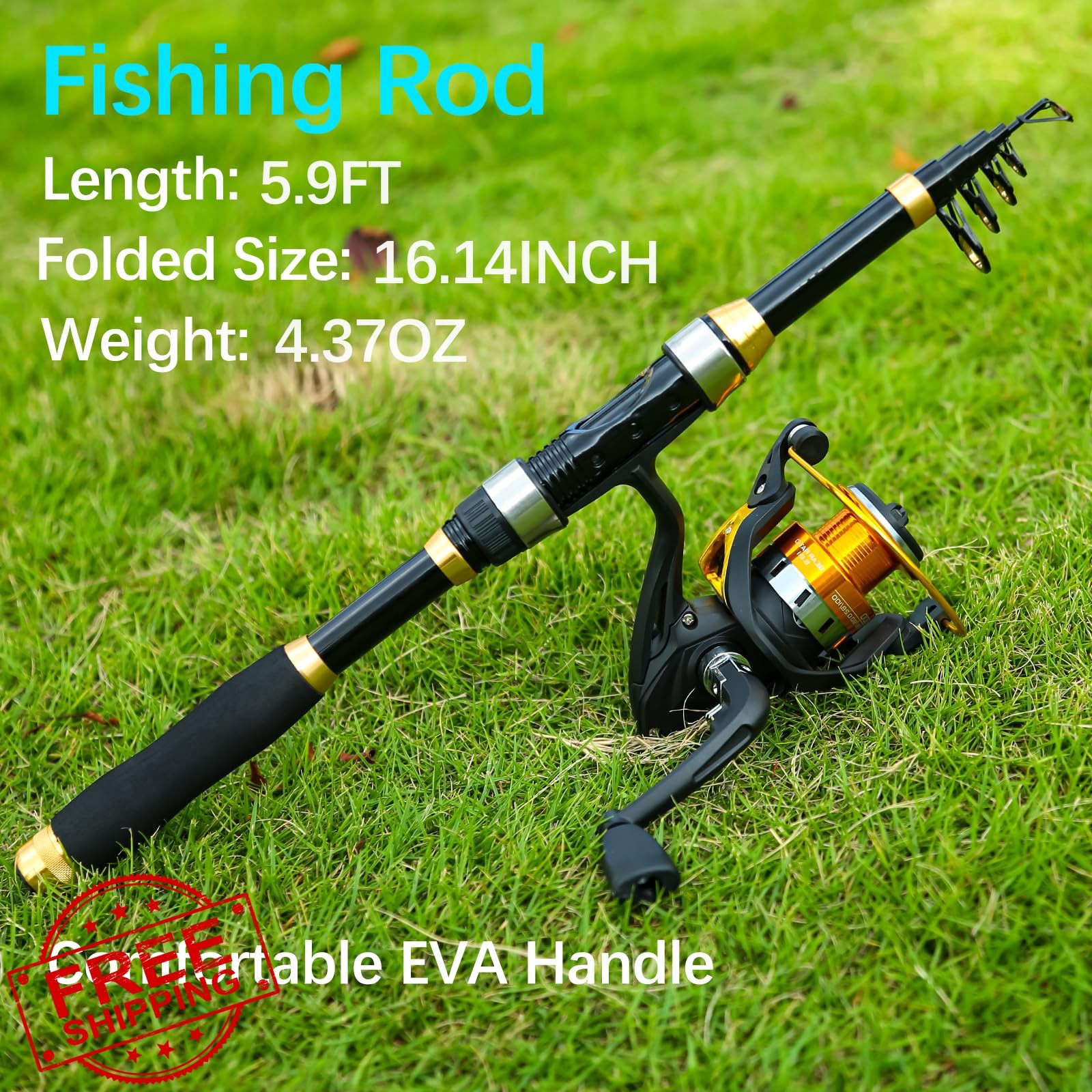 yoilreyl 5.9FT Rod Combo Black/Gold