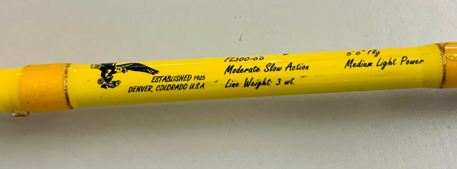 EAGLE CLAW Featherlight 3 Line Weight Fly Rod, 2 Piece (Yellow, 6′-6″) #FL300-66