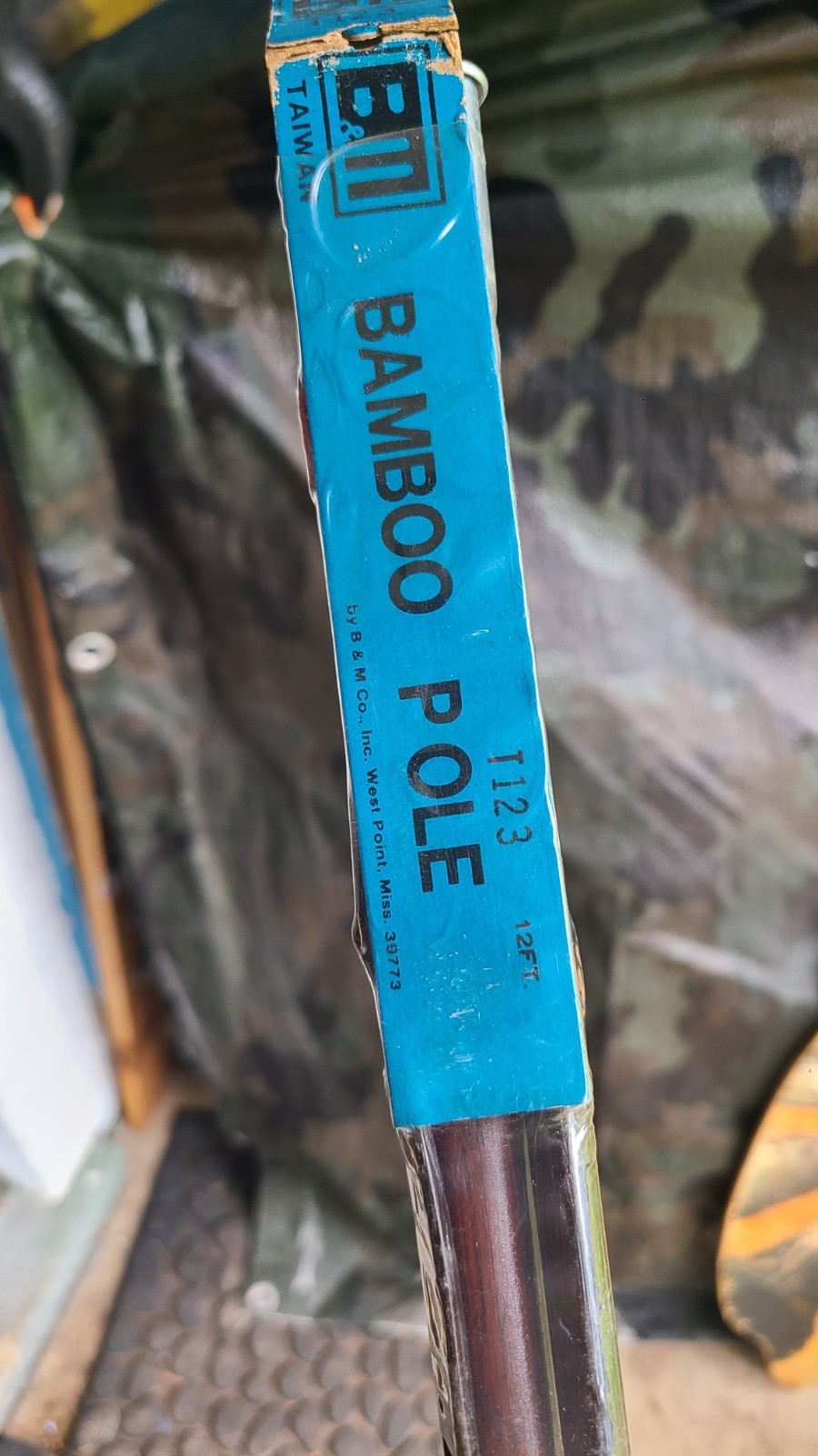 Vintage B & M 12′ Bamboo Pole. T123. West Point Miss. NOS Fishing NOS