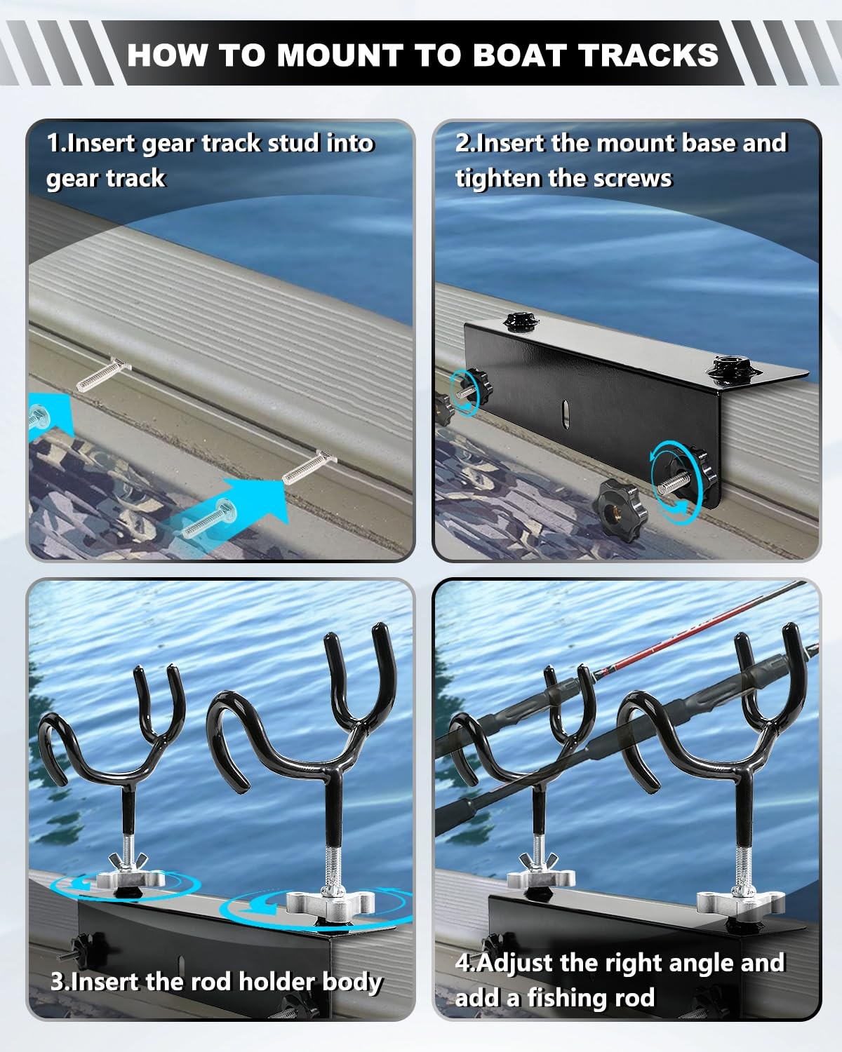 Dnshorix Boat Track System Rod Holder Power Lock And Track Adapter – Compatible