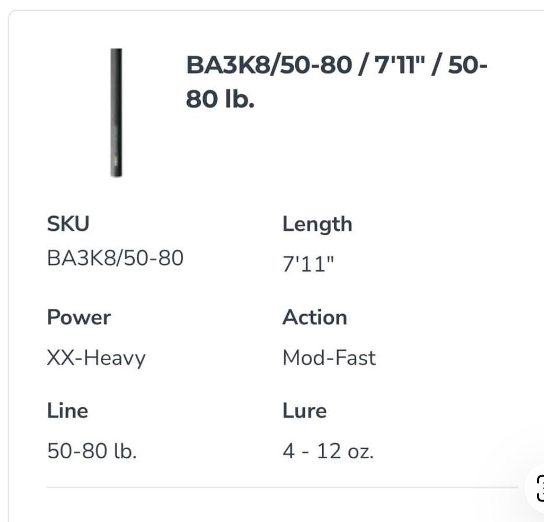 CUSTOM FISHING ROD 50-80 lbs Line Weight