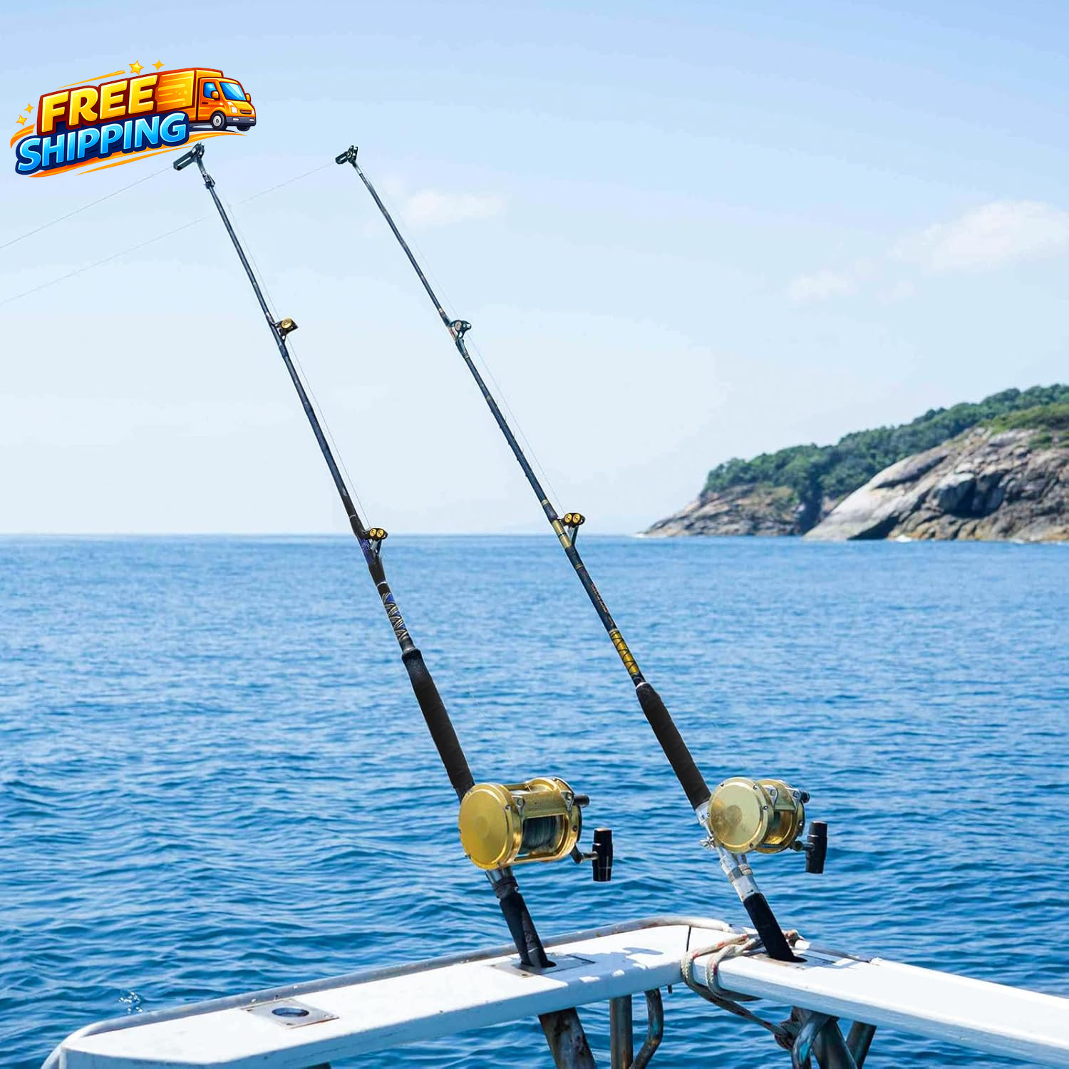 Deep Sea Fishing Rod Heavy Duty Bent Butt Trolling Rod with Roller Guides