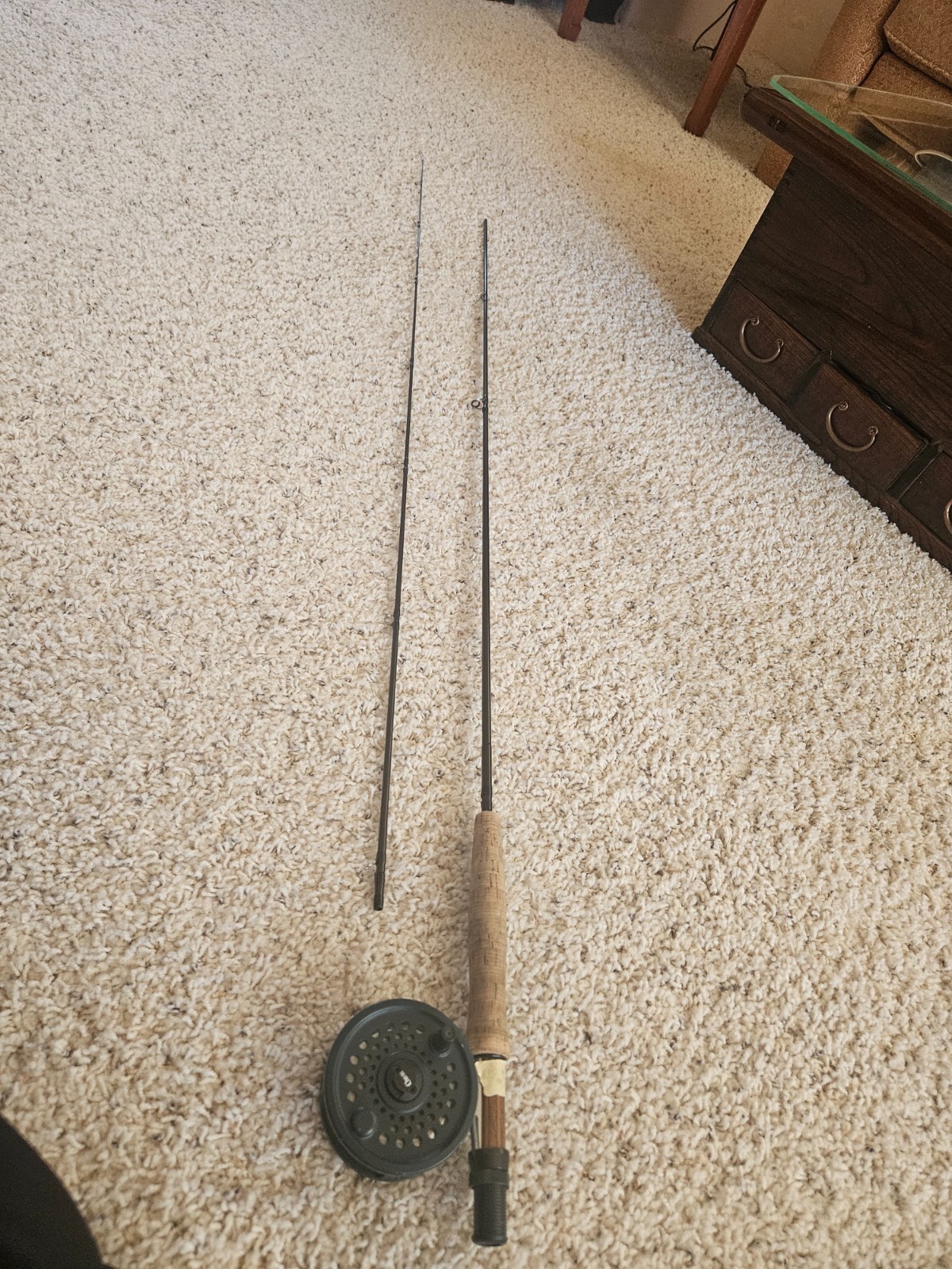 sage graphite ii fly rod with wooden cork handle