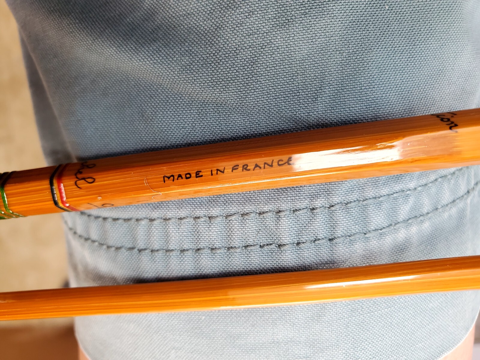 New Pezon Et Michel Bamboo Rod FRANCE 8’6″ 2pc w/2Fighting Buttons-tube-Sock