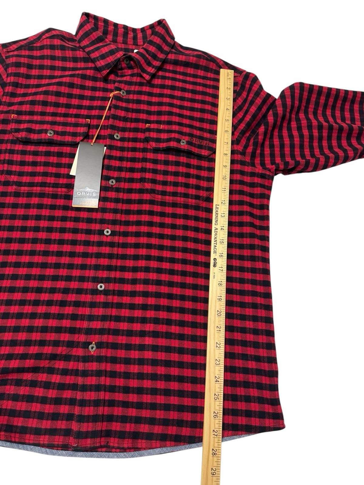 Orvis Red And Black Buffalo Plaid Heavyweight Outdoor Shirt Size L New