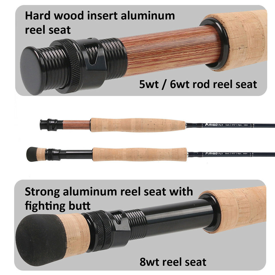 Amigo Fly Fishing Rod 4/5/6/7/8wt 9ft Fast Action IM10 Carbon Fiber with tube