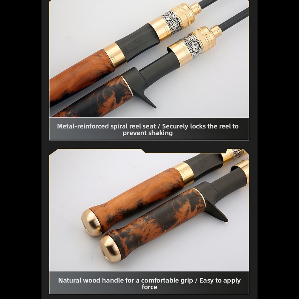 Fishing Rod Carbon Fiber With Solid Wood Handle And Titanium Tip 1 5 1 68 1 8M