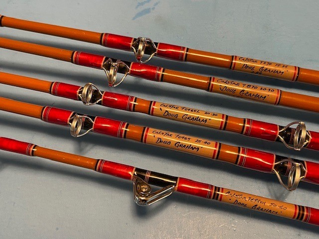MATCHING SET OF 5 RARE CUSTOM BUILT CALSTAR FISHING RODS BY YO’S CUSTOM RODS
