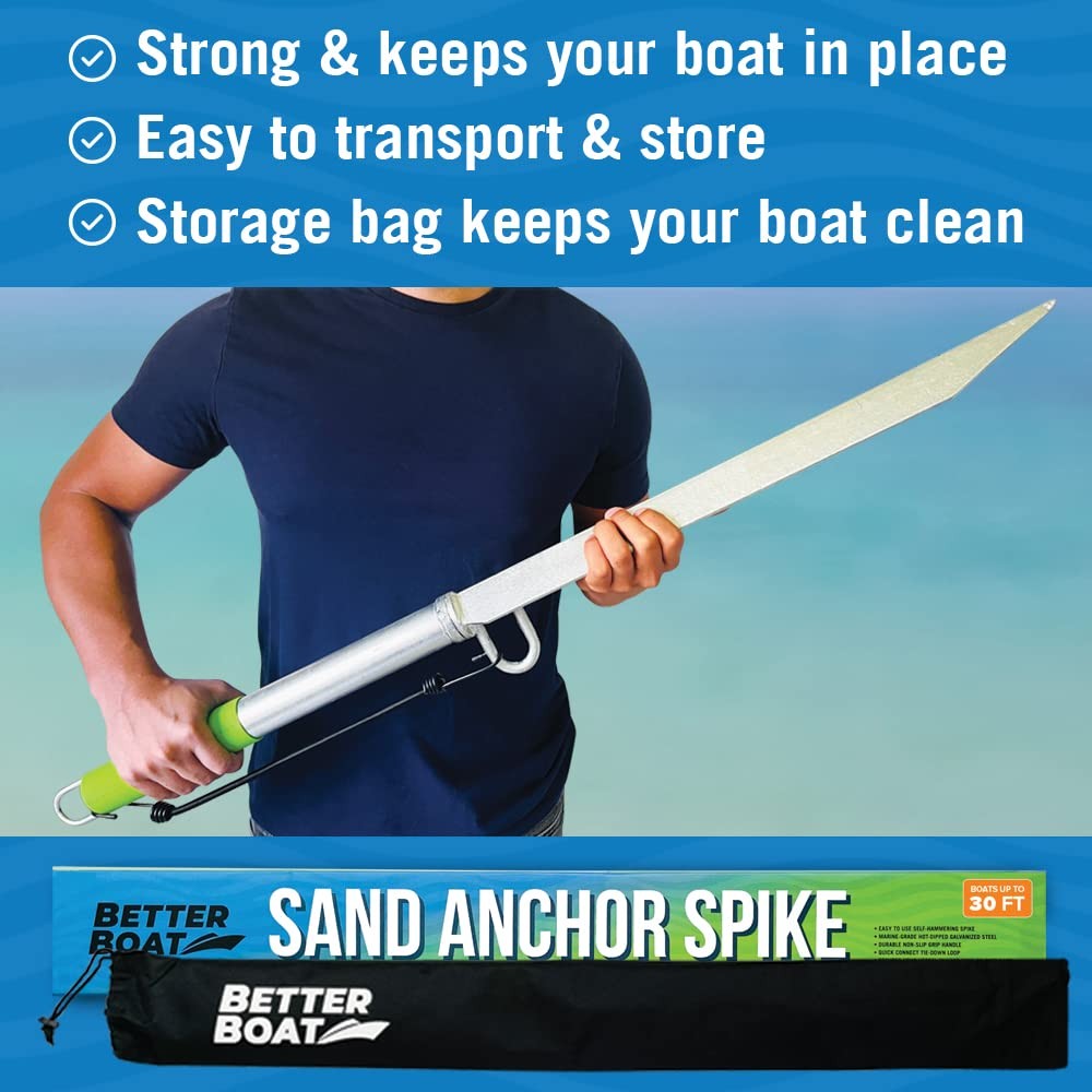 Sand Spike Boat Anchor Pole for Boats, Jet Skis, Pontoons, and Kayaks, Green