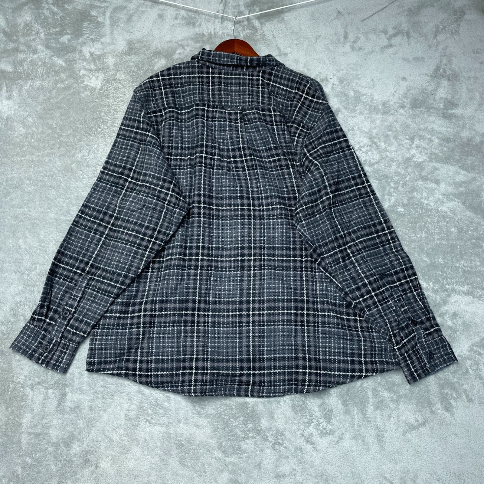 Orvis Men’s XXL Gray Plaid Button-Down Shirt Classic Fit Long Shacket e1759