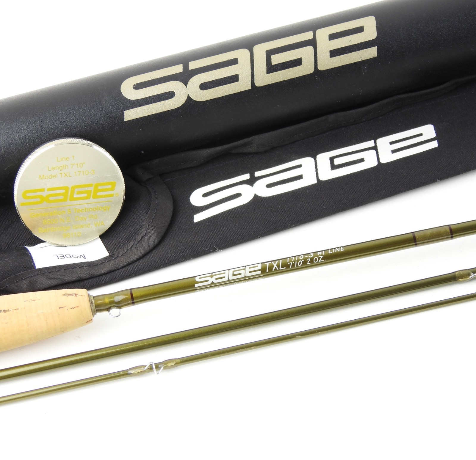 Sage TXL 1710-3 Fly Fishing Rod. 7’ 10”. 1wt. W/ Tube & Sock.