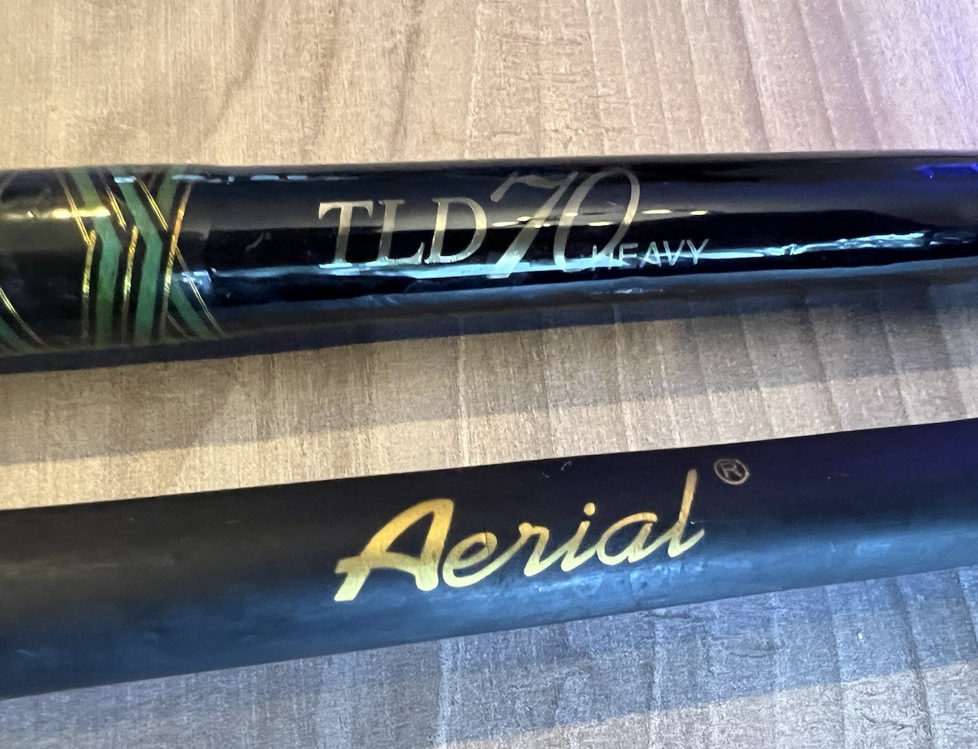 Lot of 2 Conventional Fishing Rods Star Rods Aerial & Vtg Shimano TLD 70 Heavy