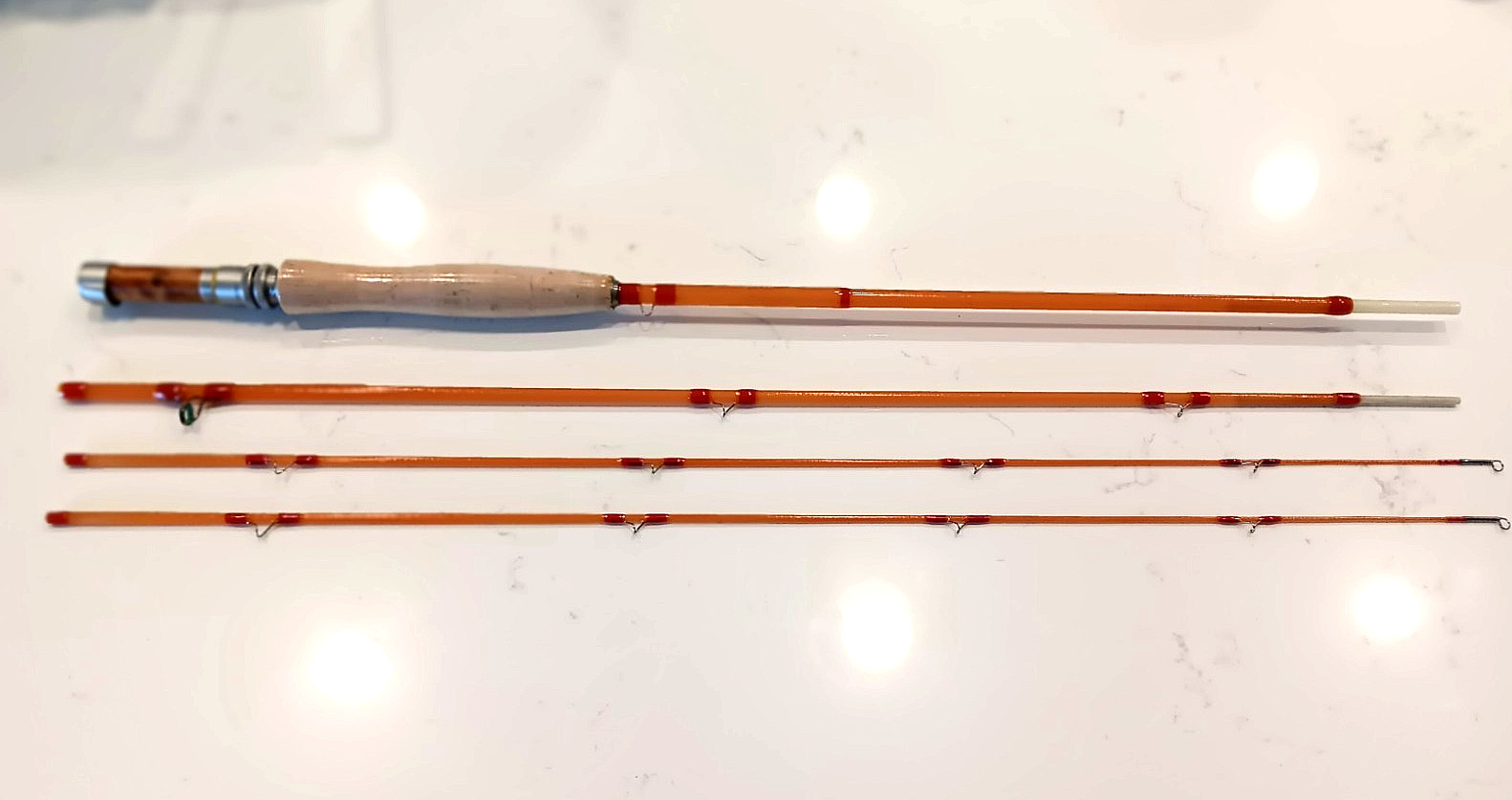 FIBERGLASS FLY ROD…6′ 6″ w/ rod sock, 3 wt. 3 piece. New and never used