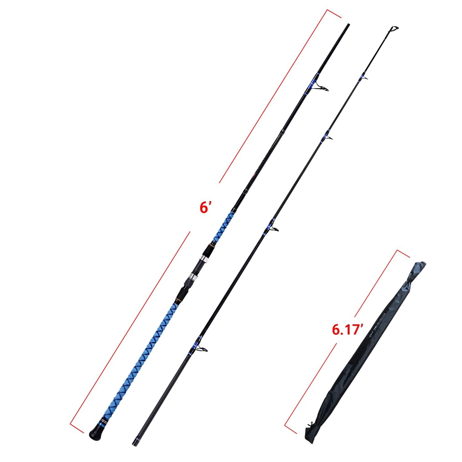 Carbon Travel Surf Spinning Fishing Rod – 2/3/4 Piece, 9′-15′ Lengths, Lightweig