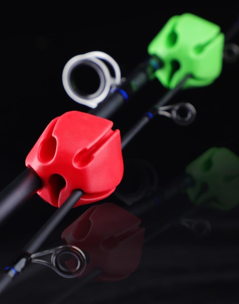 10Pcs Silicone Fishing Rod Holder Straps, 5 Hole Portable Medium, Black