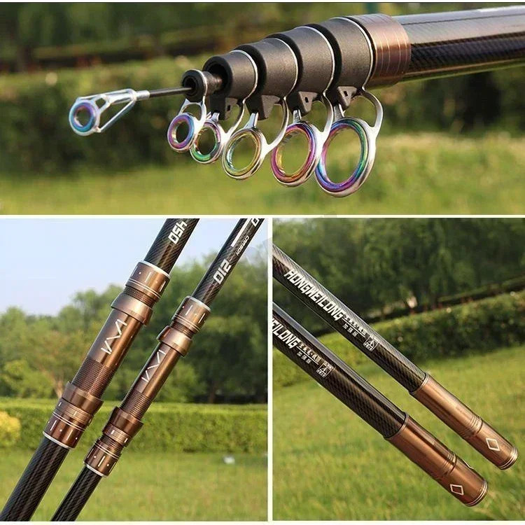 GTOFYU Telescopic Fishing Rod 2.1-4.5M Carbon Fiber Spinning Saltwater Surf