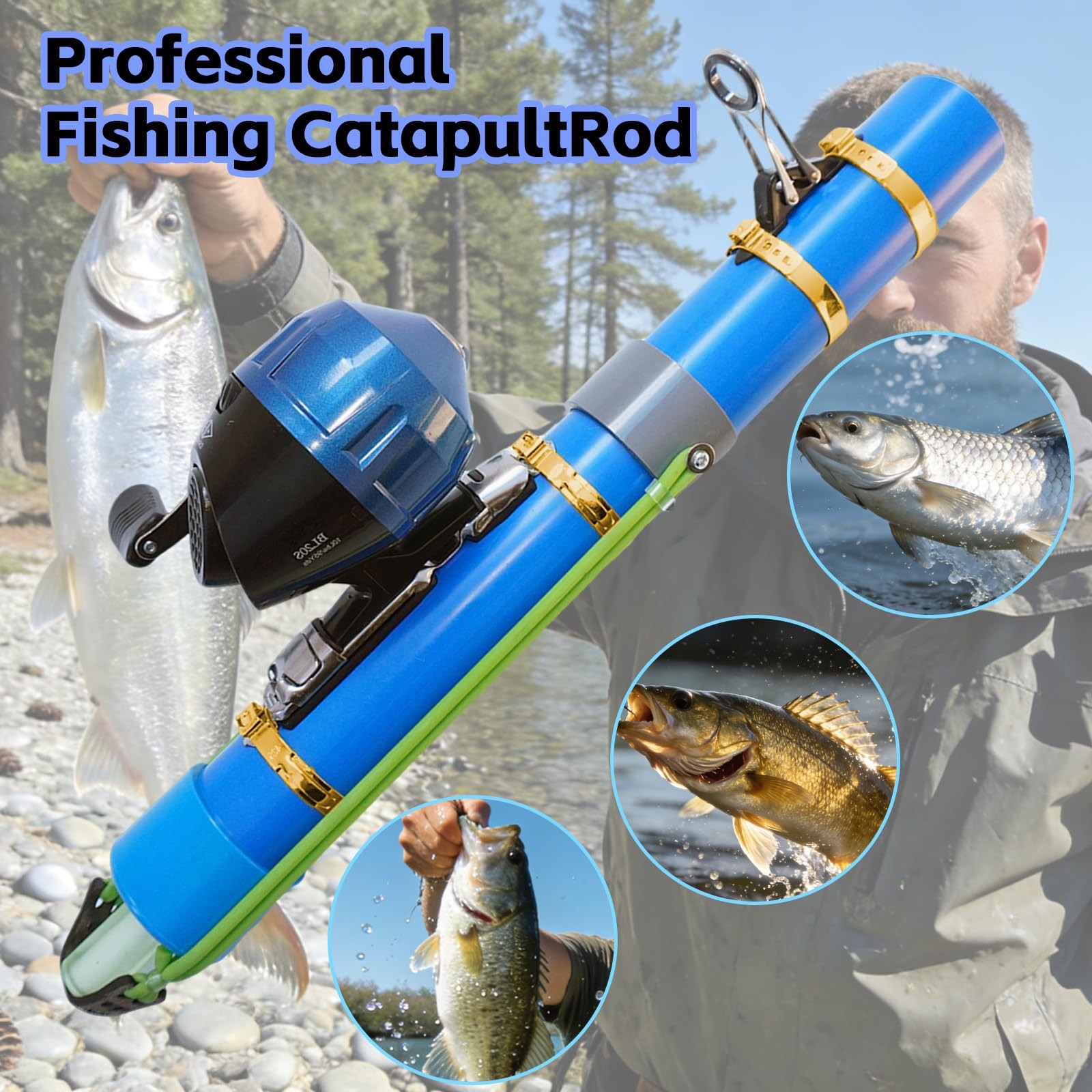Kingkatch 2026 Upgraded Portable Fishing Catapult Rod Reel Durable Lightweight