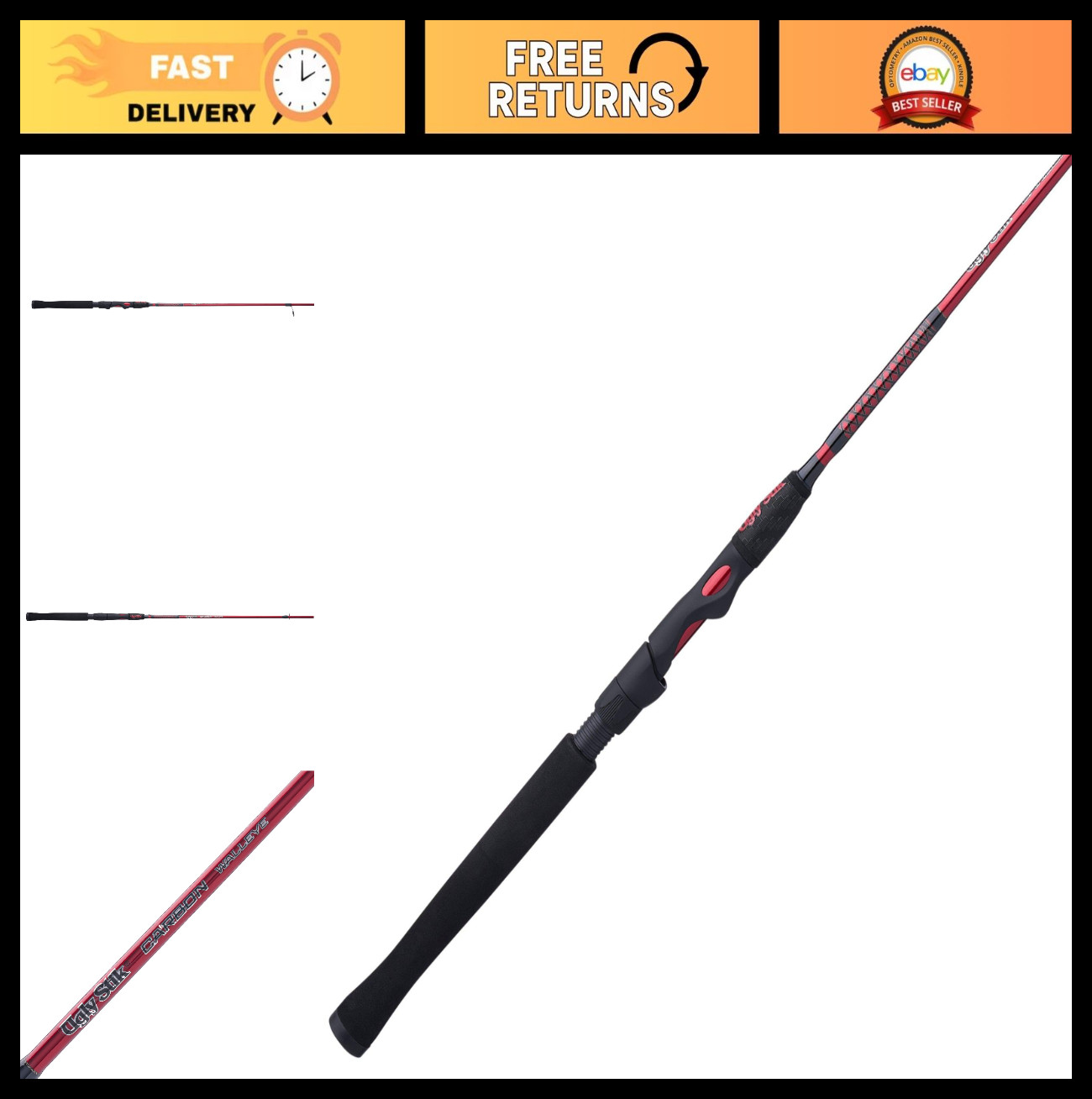 Lightweight Carbon Walleye Spinning Fishing Rod – Durable, Sensitive, 6’6″ Lengt
