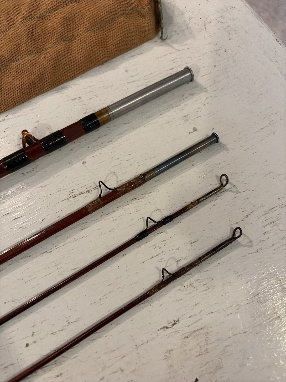 Vintage South Bend 4-Piece Bamboo Fly Fishing Rod Sleeve & Tube 359 8 1/2’