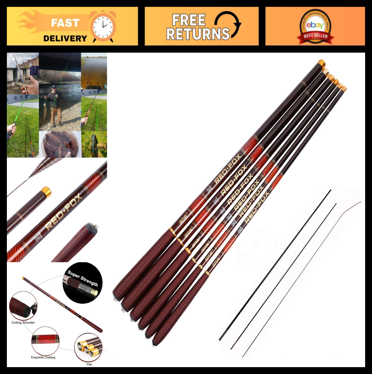 Telescopic Tenkara Fishing Rod 12-24Ft | Ultralight, Portable Hand Fishing Pole