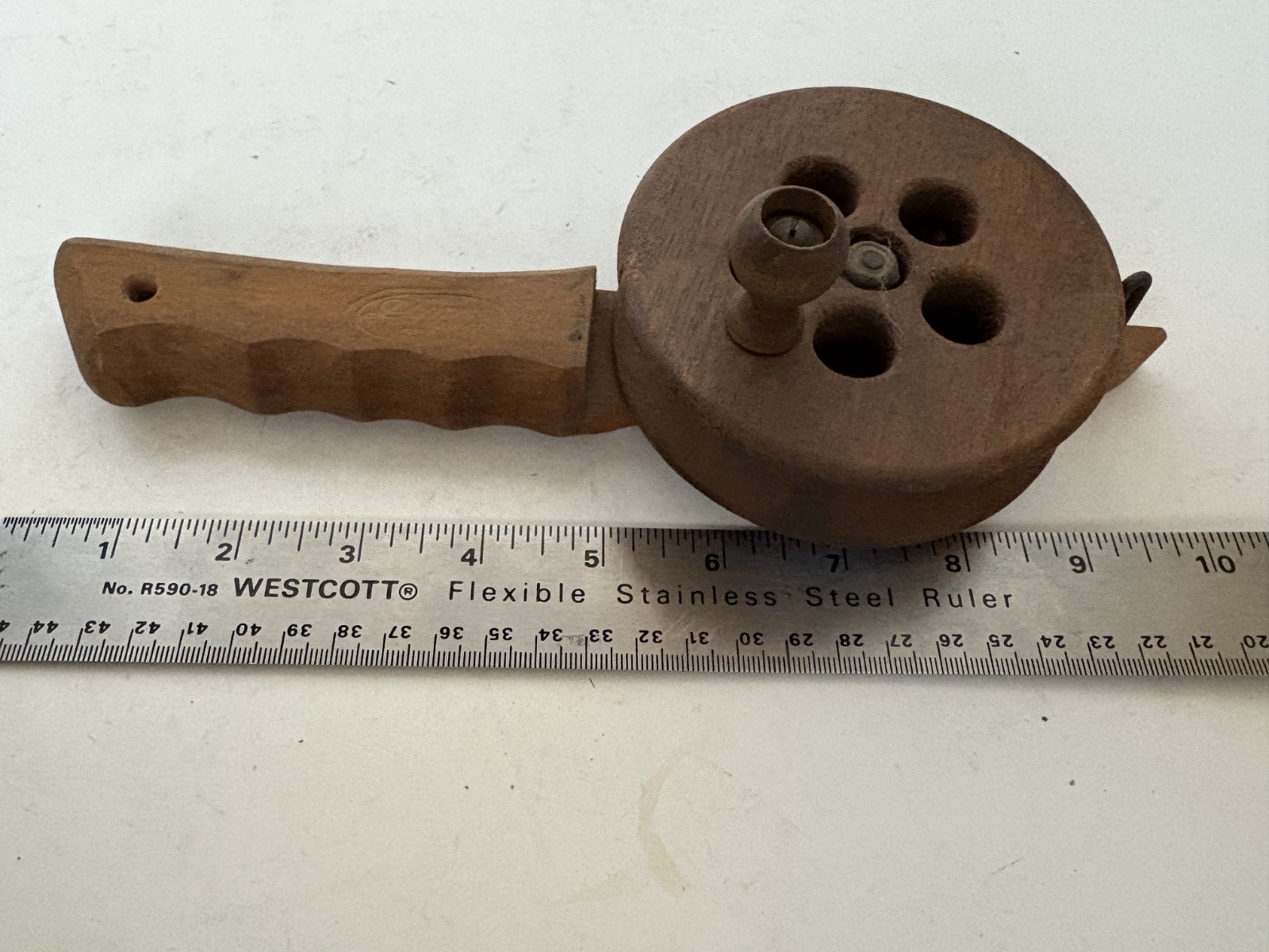Vintage Wooden Ice Fishing Reel Drop Liner Untested