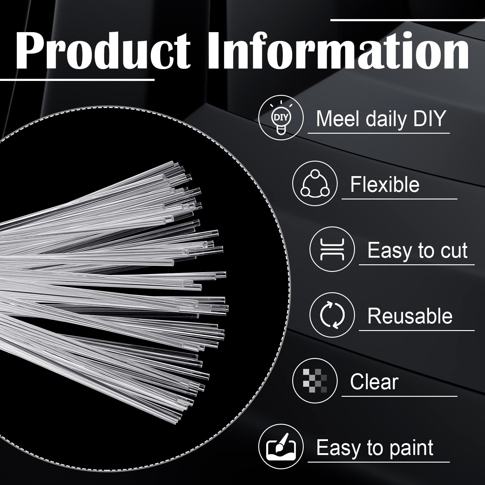 120 PCS Clear Acrylic Round Dowel Rods 3 mm 10 Inch Cake Topper Sticks Craft