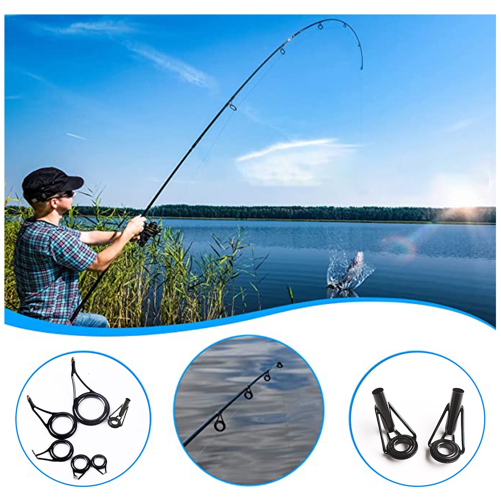 35pcs Fishing Rod Repair Kit Ceramic High Carbon Steel Fishing Rod Guides OFXZ