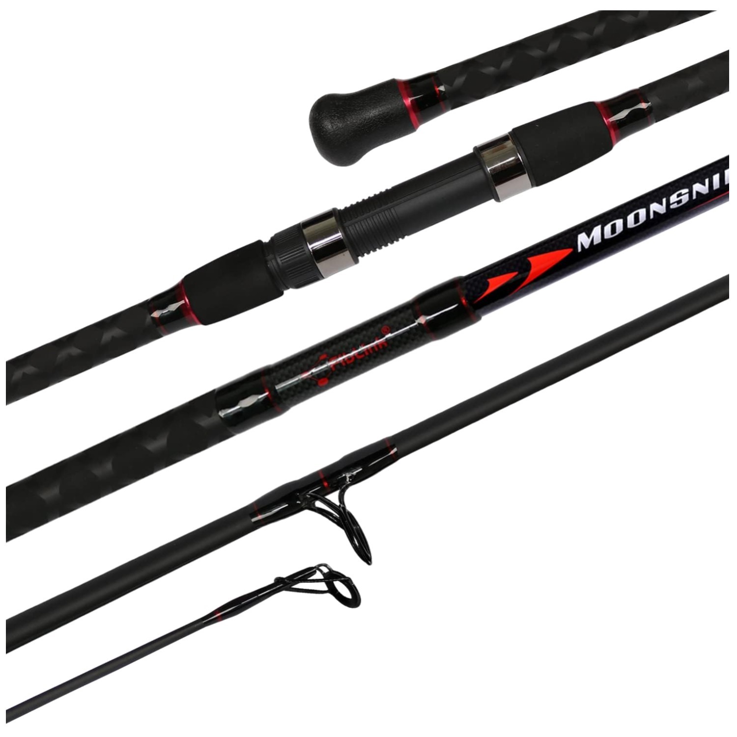 4-Piece Graphite Travel Fishing Rod – 15′ Surf Spinning Rod