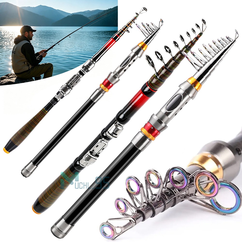 3.6m Carbon Fiber Telescopic Fishing Rod Sea Saltwater Portable Spinning Pole