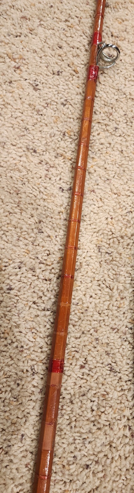 Vintage England Lee of Redditch & Pershone Bamboo Boat Surf Fishing Rod – 8′ 2″