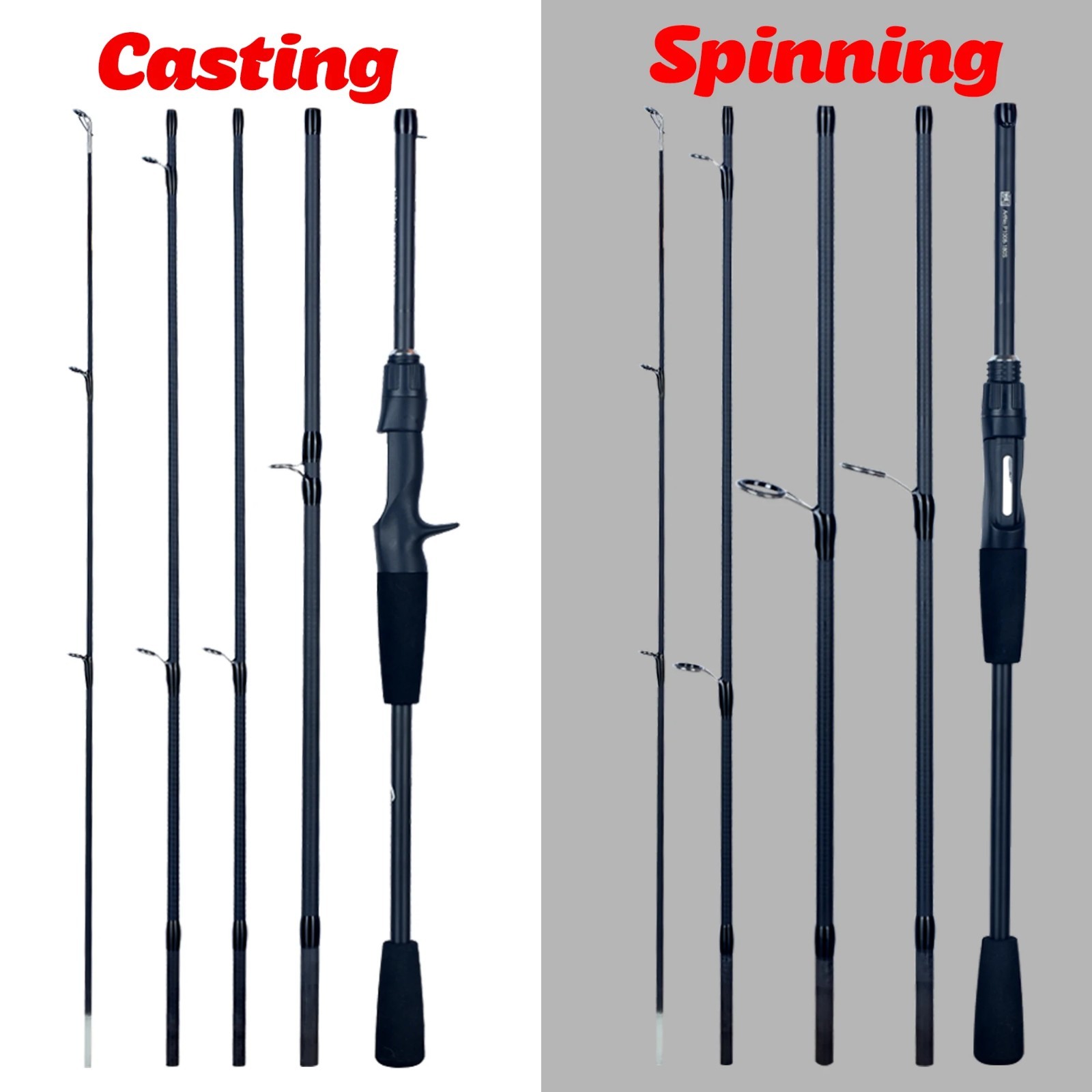 Portable Carbon Travel Fishing Rod Spinning Baitcasting Ultralight Tackle
