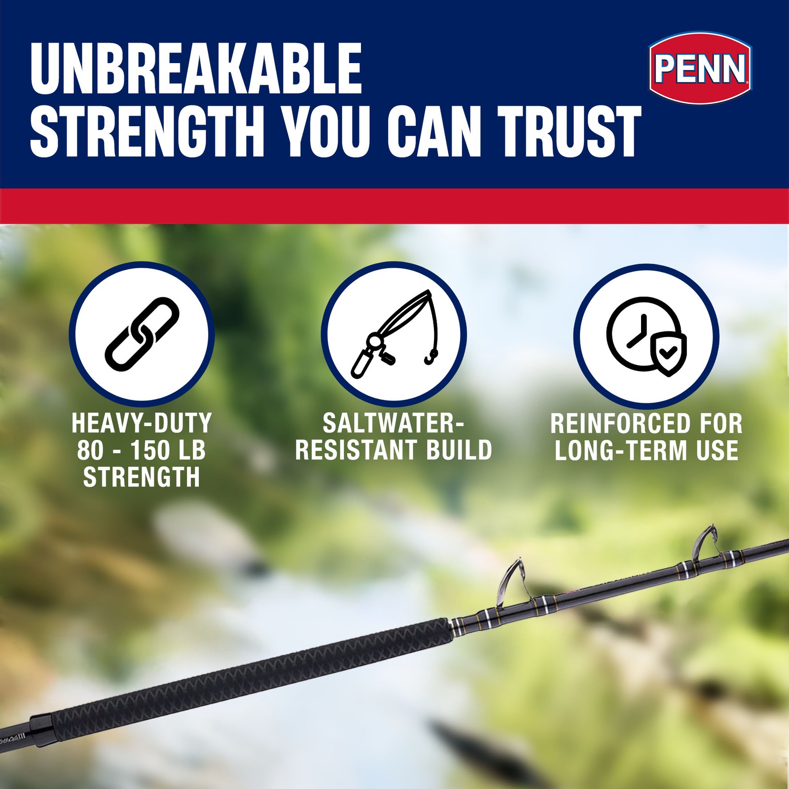 PENN Carnage III West Coast Boat Conventional Rod, 7’6″ Fishing Pole,Extra Heavy