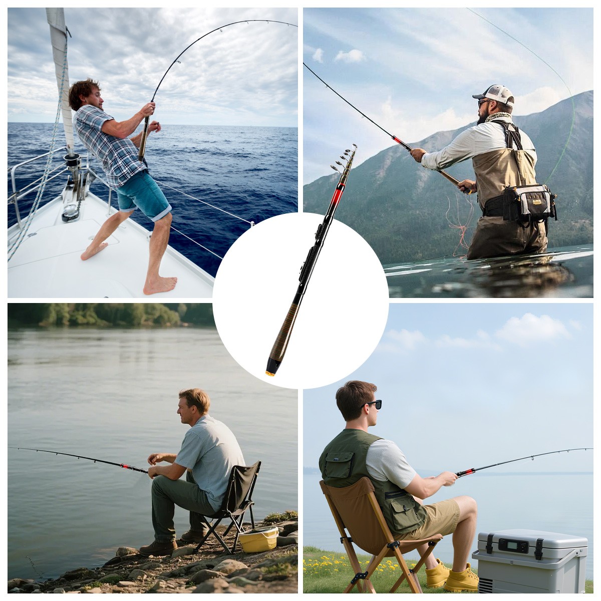 Professional Carbon Fiber Telescopic Fishing Rod Travel Spinning Rod Pole 2.1m