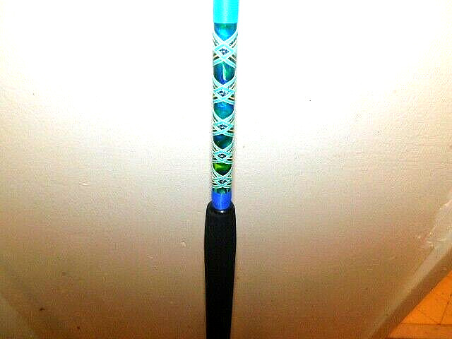 CUSTOM SPINNING ROD MAHI BLUE GREEN YELLOW MARBLE 50-80 LB 7′ NEW