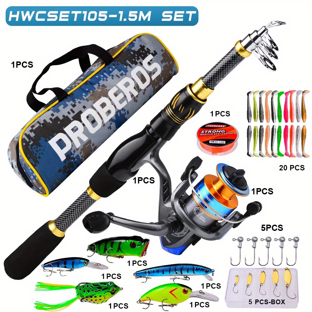 Lightweight Glass Steel Spinning Rod & Reel Combo Fishing Kit