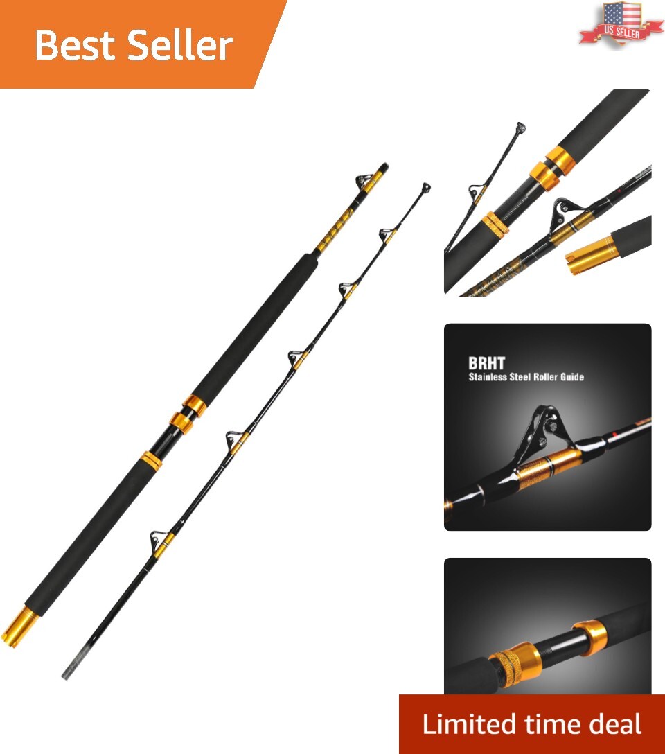 Durable 7′ Fishing Rod with Stainless Steel Rollers – Heavy Power for Trolling