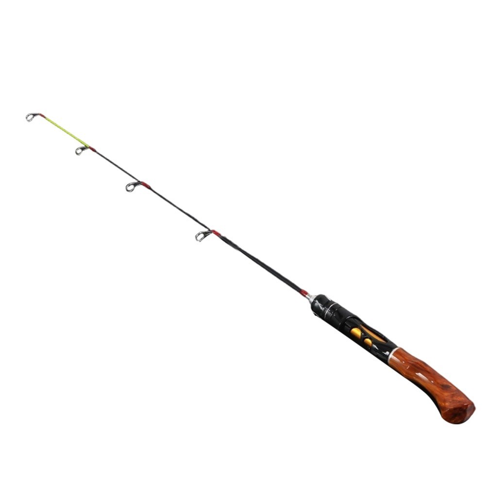 Two Section Ice Fishing Rod with Comfortable Imitation Wooden Grip 50 to 80 cm