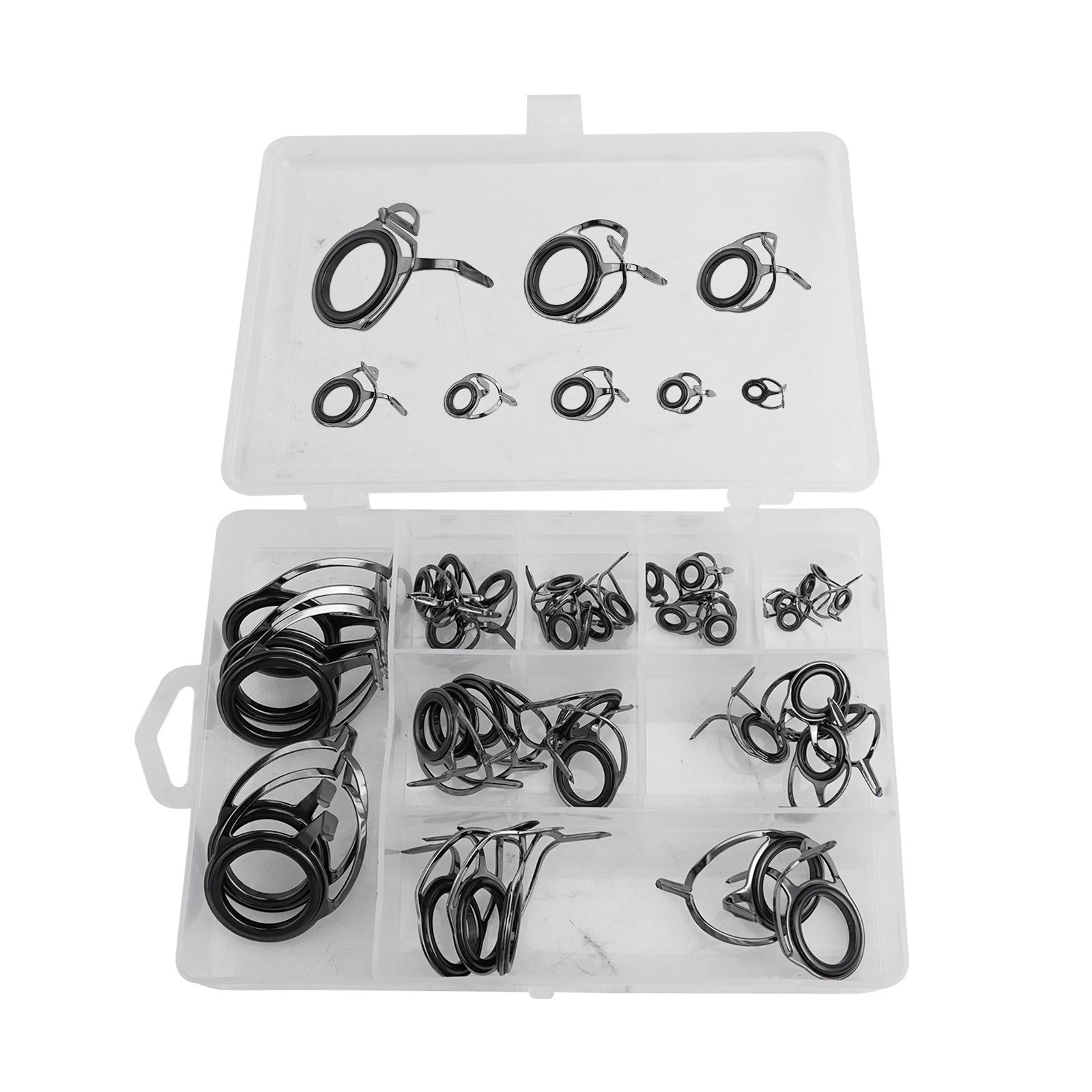 Complete Repair Kit of Fishing Rod Guide Rings 40/45Pcs Set with Fish Box