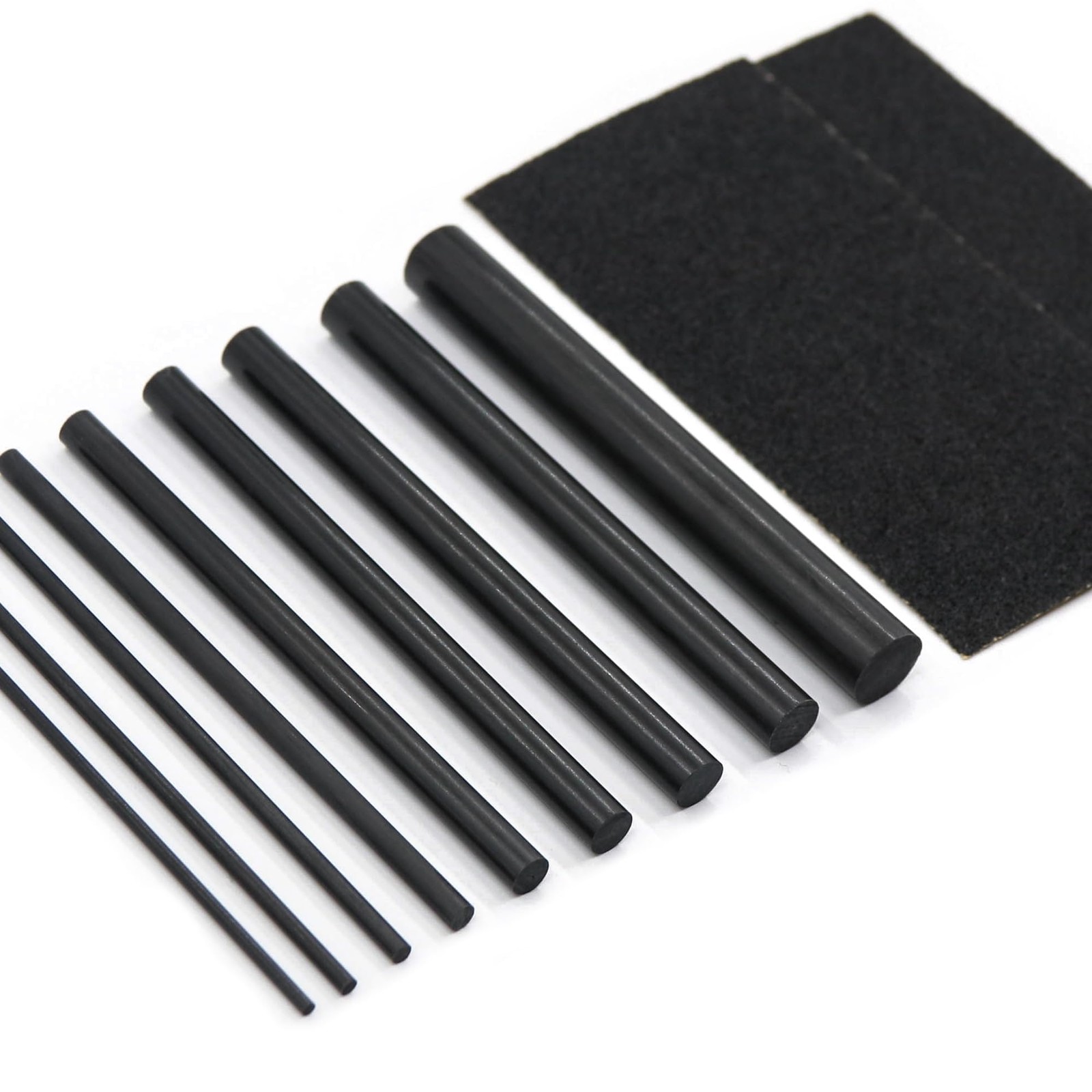 Fishing Rod Repair Kit Complete,10pcs Carbon Fiber Sticks with 5pcs Sandpaper