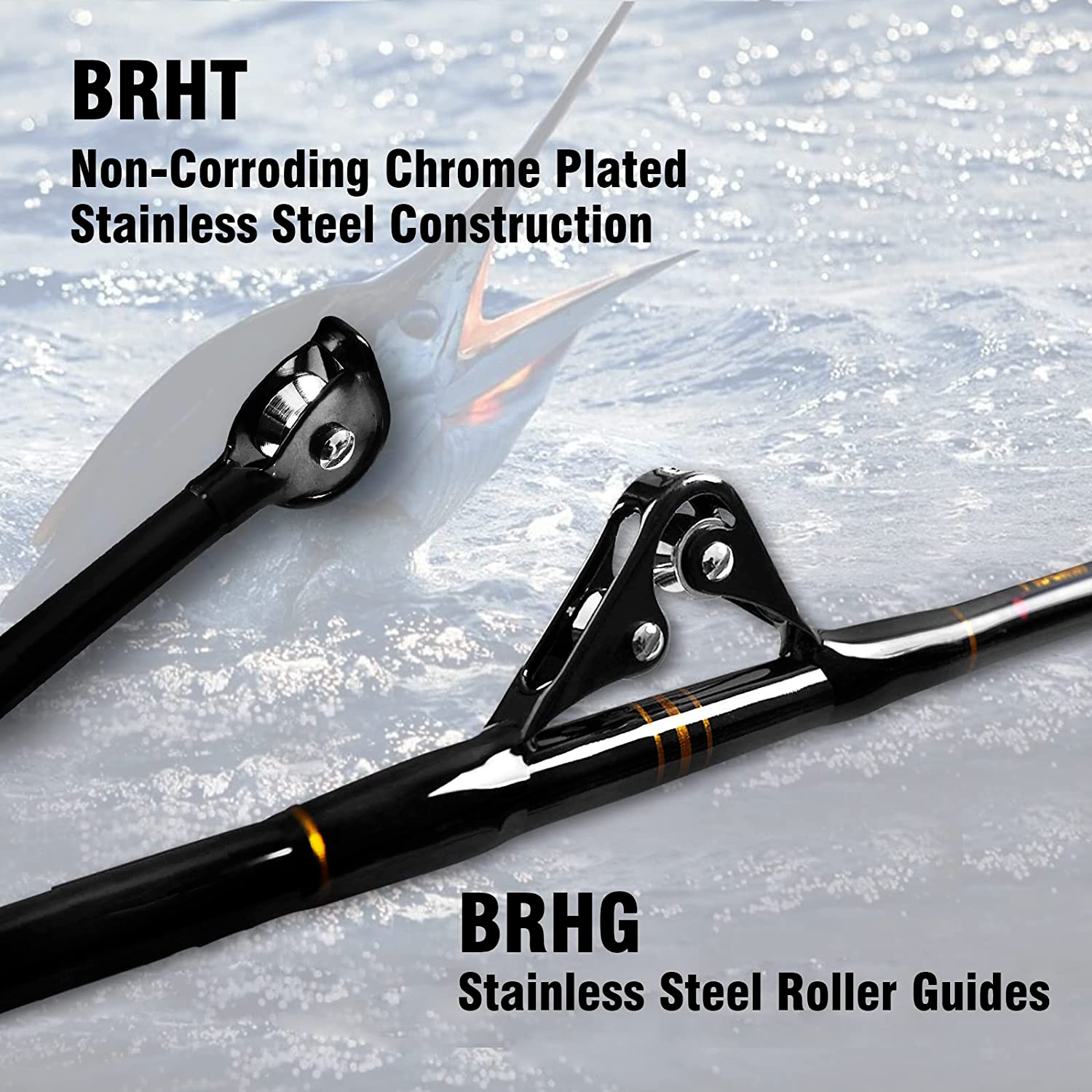 Saltwater Offshore Trolling Rod Big Game Roller Boat Fishing Pole Heavy 1PC 2PC