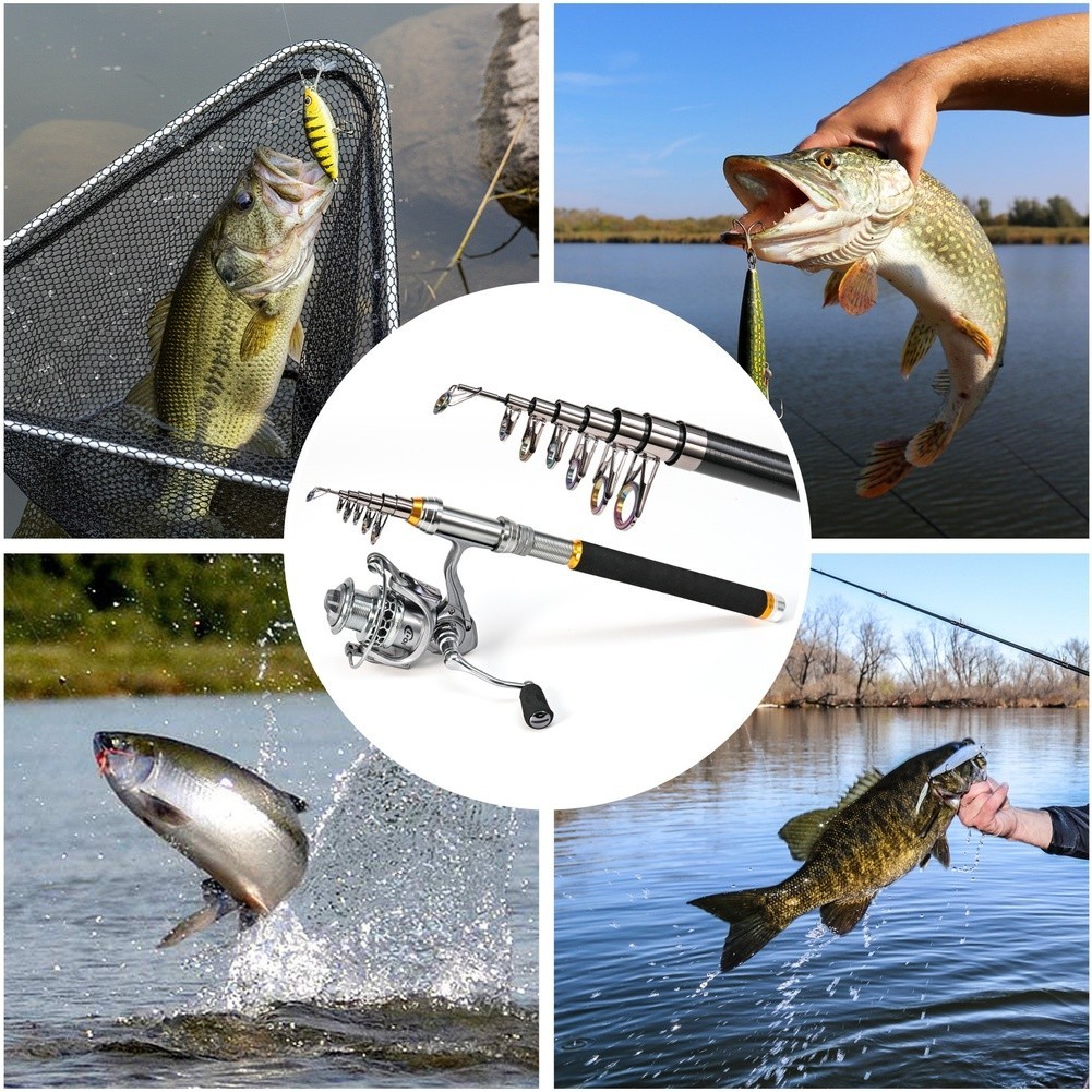 Telescopic Carbon Fishing Rod 1.8-2.7m Adjustable Length Sea Rod with EVA Grip