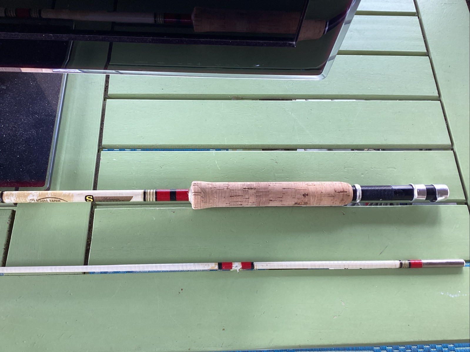 Fly Fishing Rod 8’ 6” Wonderod FY A120 White Spiral Red Vintage Cork 2 Piece