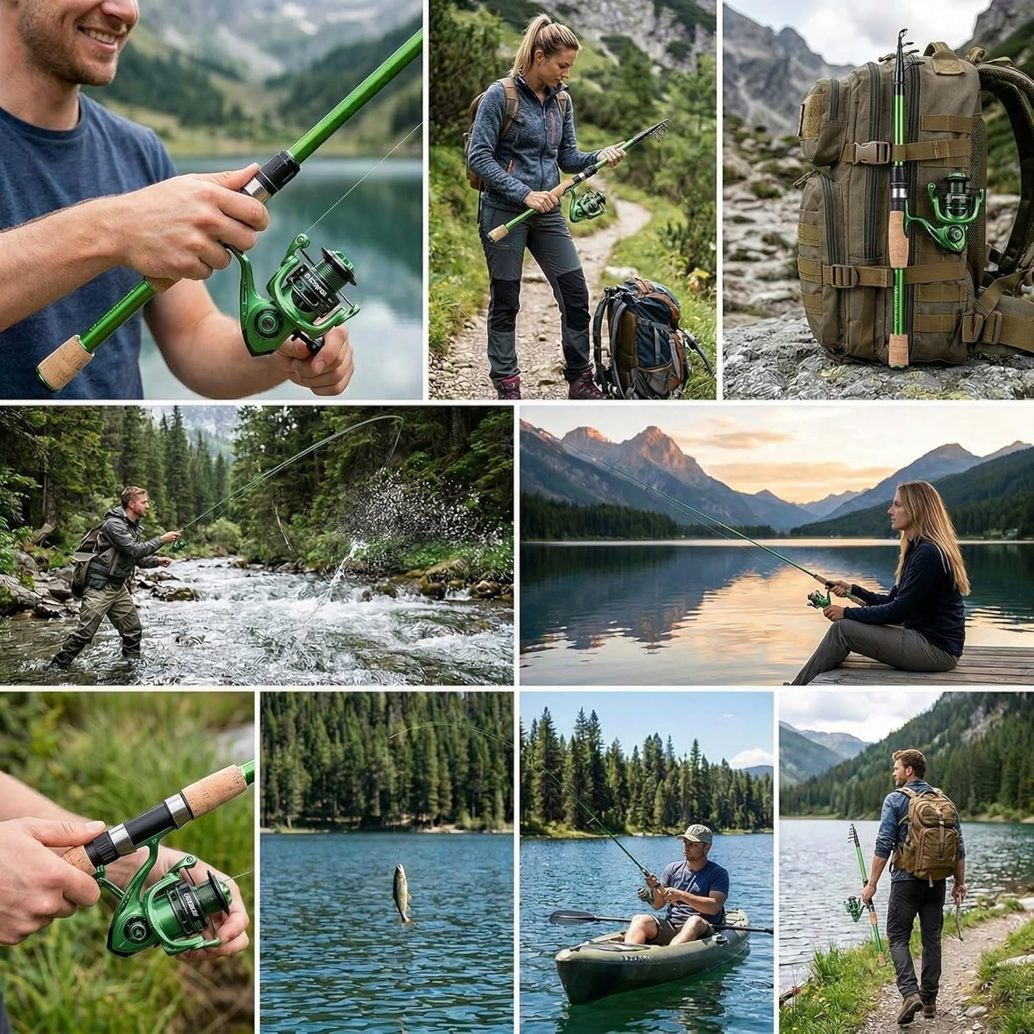 Portable Telescopic Spinning Fishing Rods, 24T Carbon Blanks & Solid Carbon Tip,